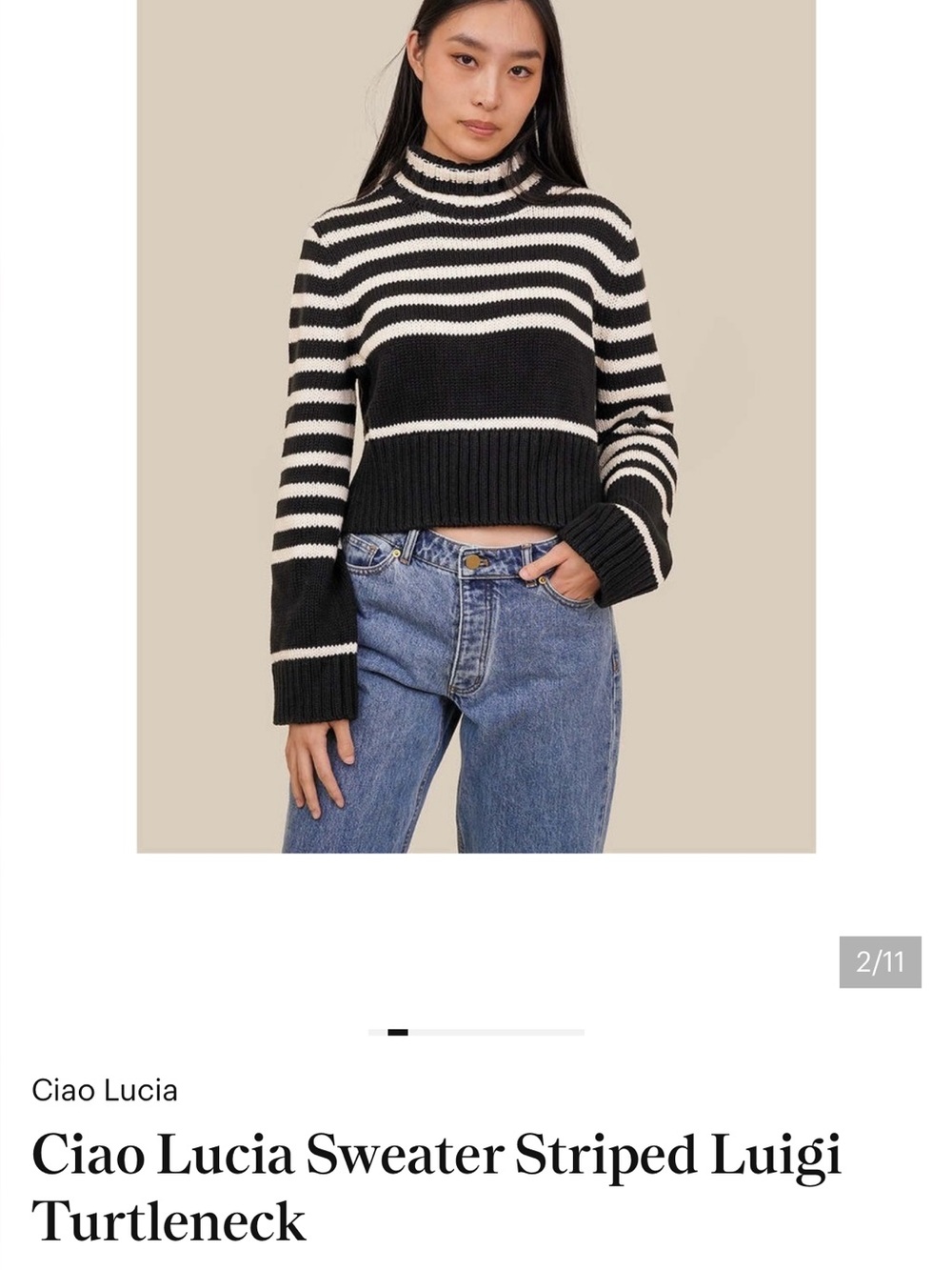 CIAO LUCIA Luigi Striped Turtleneck Sweater